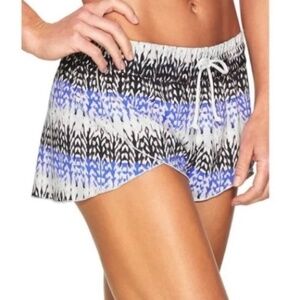 Athleta Kamala Petal Athletic Swim Board Shorts In Caspian Blue Print - Medium